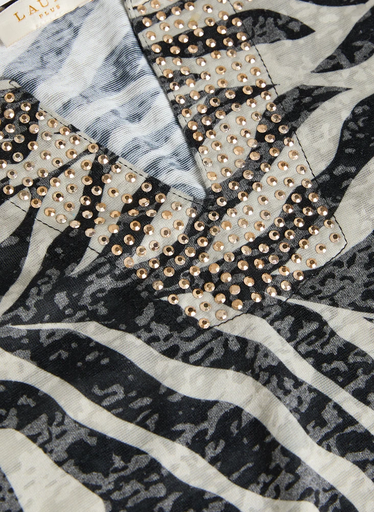 Embellished Palm Print T-Shirt