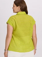 Eyelet Button-Down Blouse