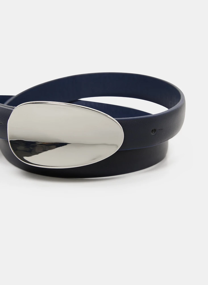 Ceinture en cuir végane à boucle ovale