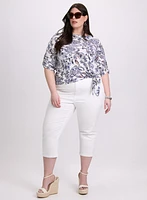 Crochet Trim Denim Capris