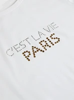 T-shirt uni avec lettrage scintillant