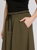 Drawstring Crinkled Maxi Skirt