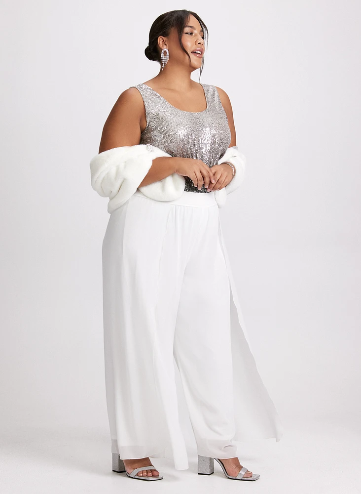 Olivia Chiffon Wide-Leg Pants