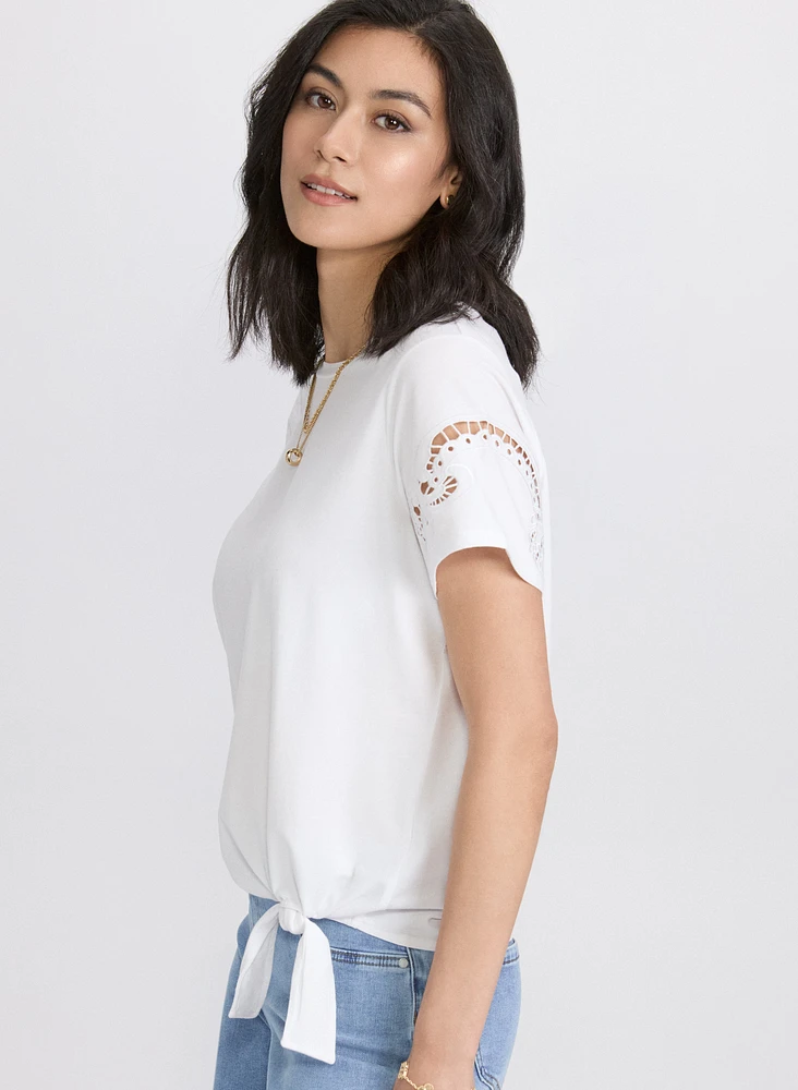 Embroidered Stretch-Cotton T-Shirt