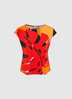 Graphic Palm Print Top