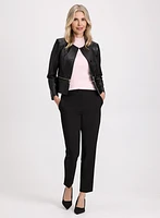 Vegan Leather Jacket & Emma Slit Hem Slim-Leg Pants