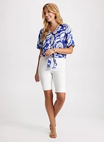 Tie-Front Paisley Print Blouse