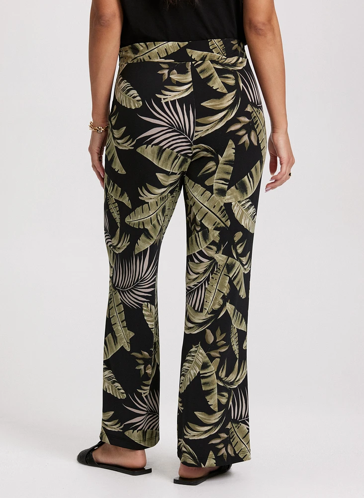 Pantalon à enfiler motif feuilles