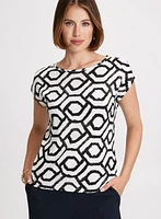 Scoop Neck Geometric Print Top