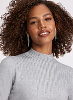 Rhinestone Mock Neck Sweater