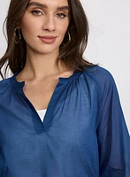 Cotton Split Neck Blouse