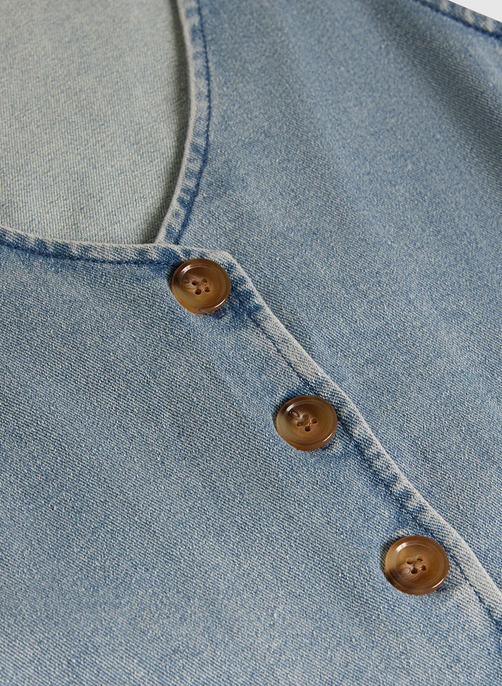Button-Down Denim Vest