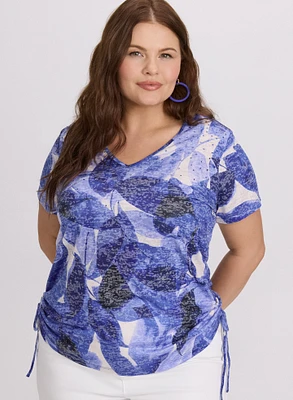 Embellished Leaf Print T-Shirt