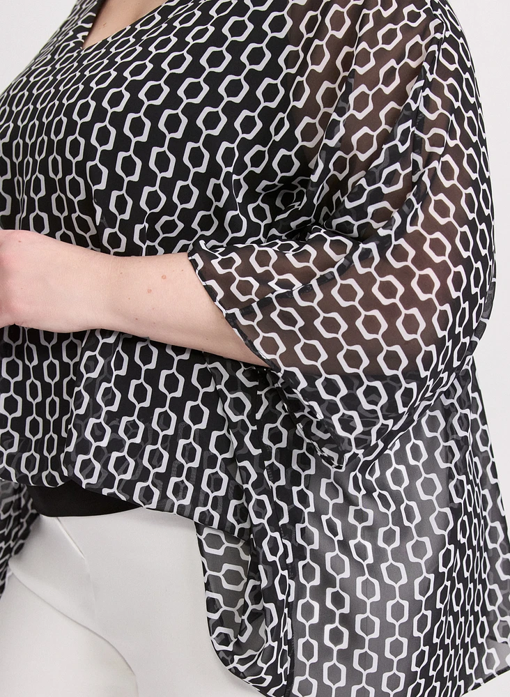 Geometric Chiffon Blouse