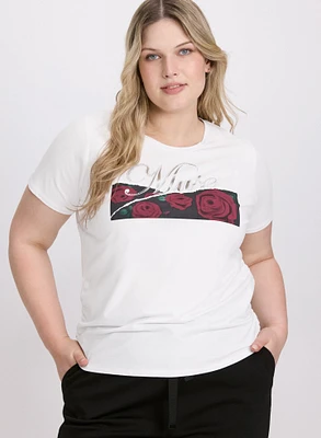 T-shirt à imprimé de roses