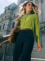 Crepe Button-Down Blouse