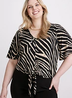 Tied-Hem Zebra Print Top