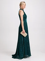 Halter Neck Foil Detail Dress
