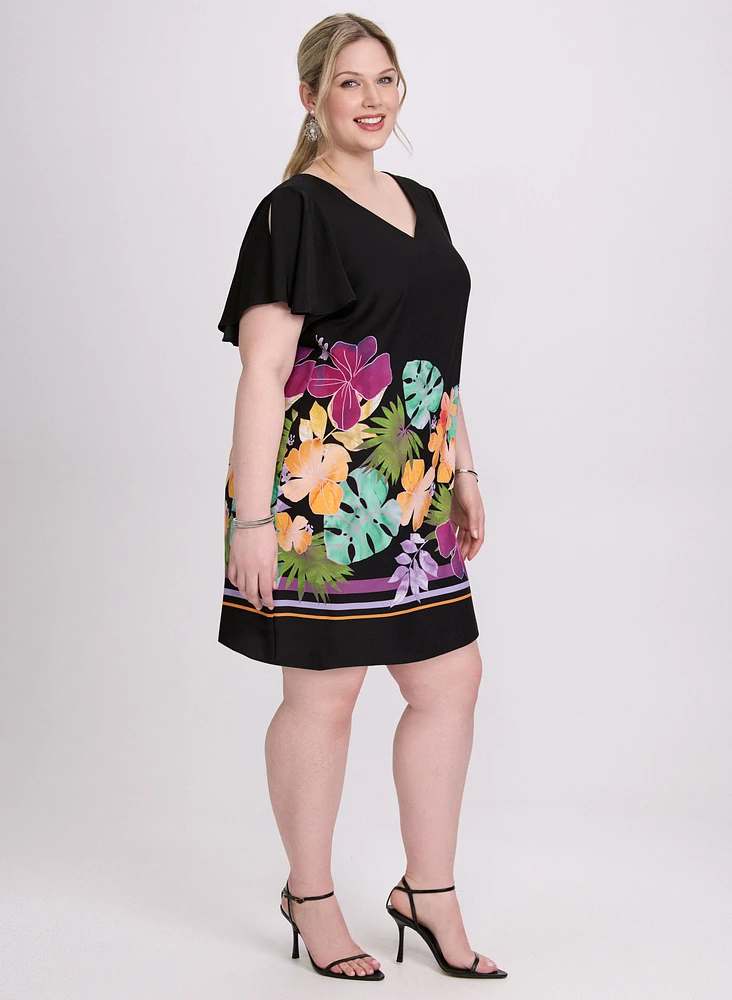 Joseph Ribkoff - Tropical Flutter Sleeve Dress