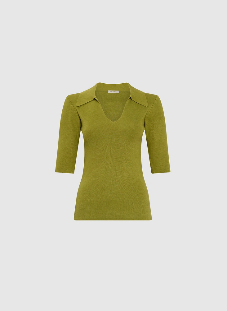 V-Neck Polo Sweater