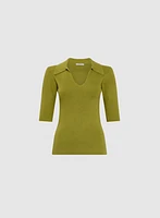 V-Neck Polo Sweater
