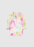 Blouse florale sans col