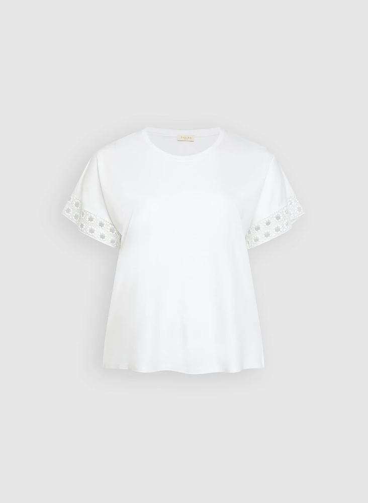 Eyelet Trim T-Shirt
