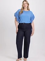 Plissé Ruffle Sleeve Top