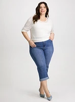 Rolled Cuff Denim Capris