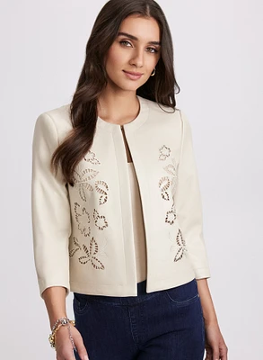 Embroidered Vegan Leather Jacket