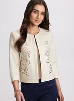 Embroidered Vegan Leather Jacket