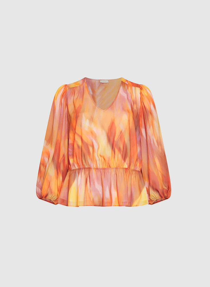 Blouse abstraite à taille élastique