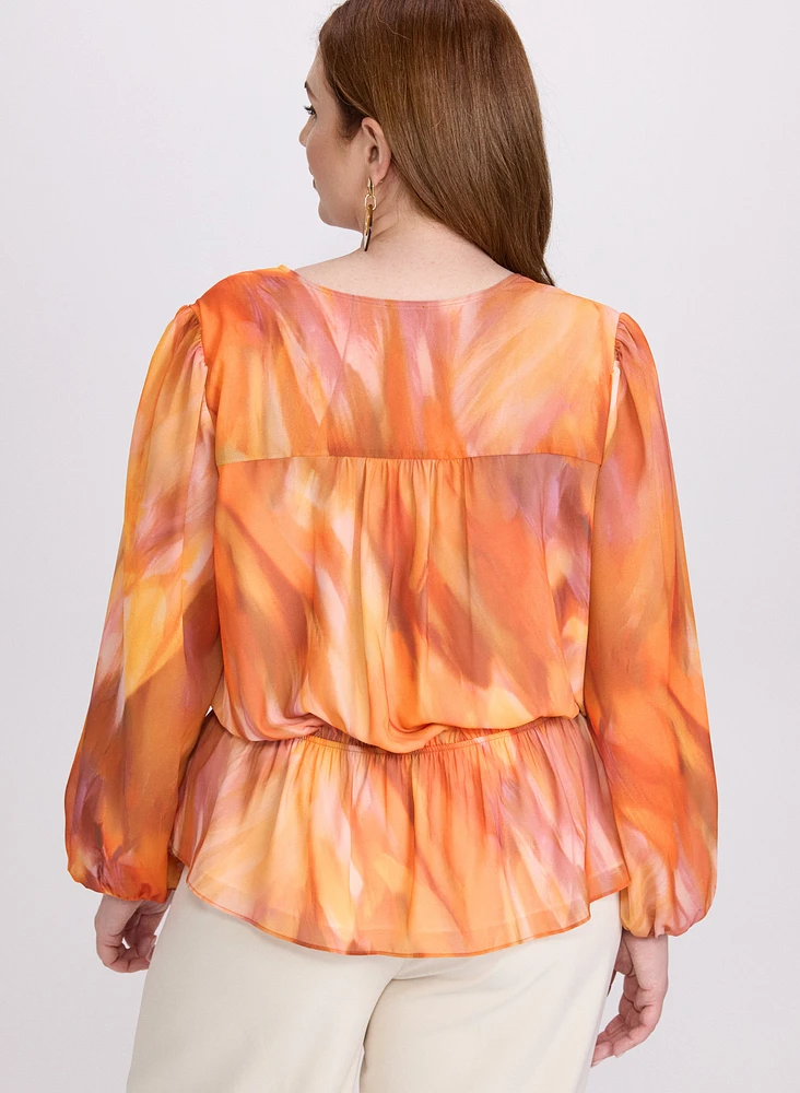 Blouse abstraite à taille élastique