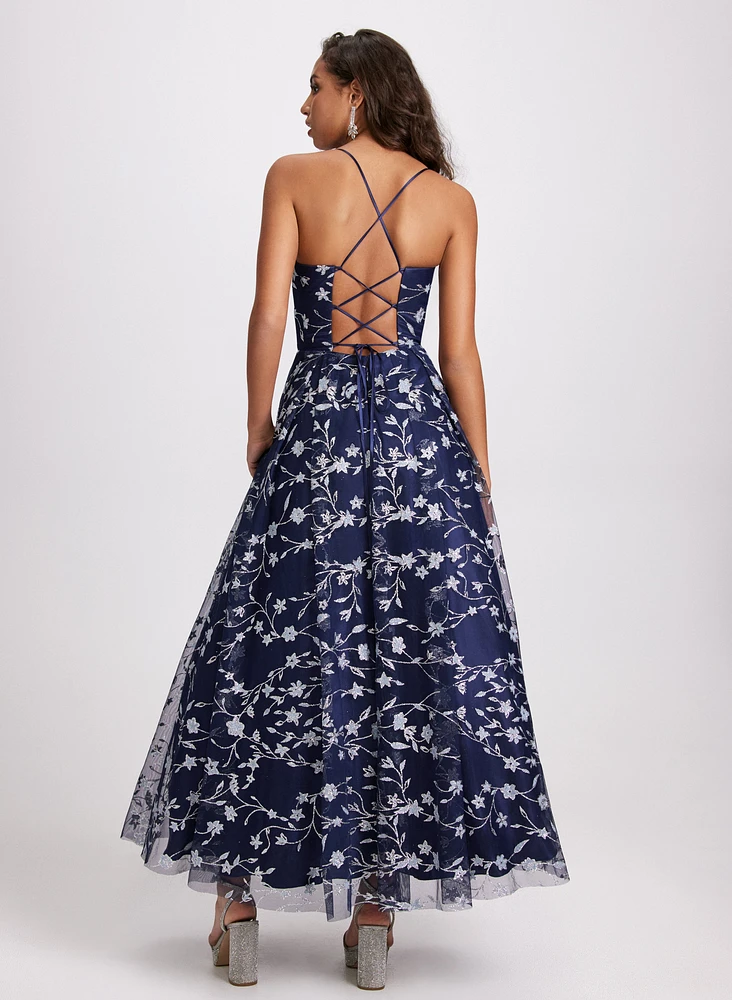 Glittery Floral Tulle Dress