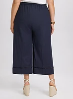 Capri à jambe large en mélange de lin