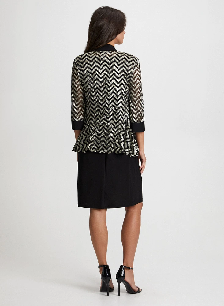 Metallic Jacket, Dress & Necklace Set