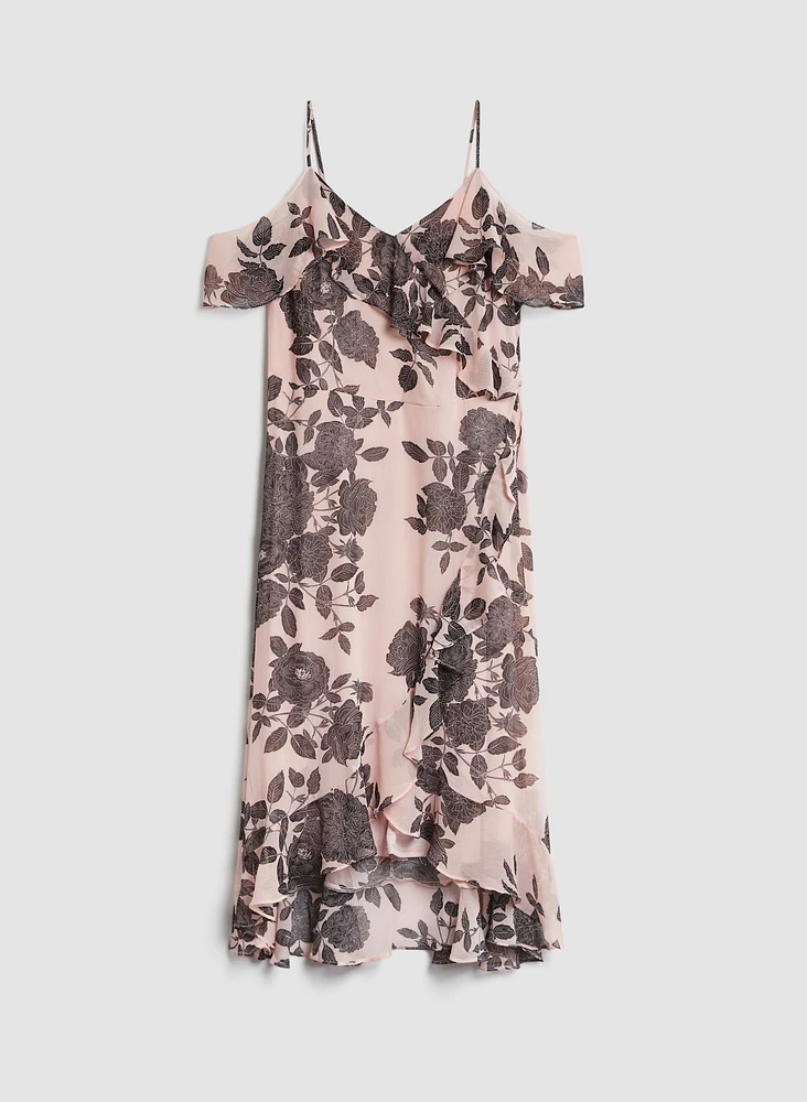 Robe fleurie à épaules dénudées