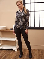 Metallic Tie Neck Blouse