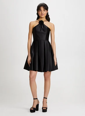 Rose Detail Halter Neck Dress