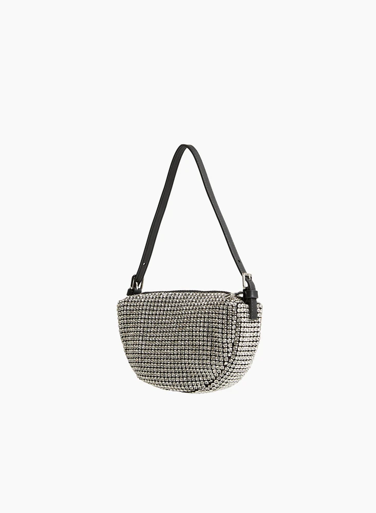 Crystal Detail Half-Moon Bag