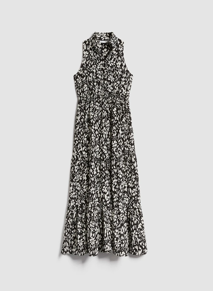 Frill Detail V-Neck Maxi Dress