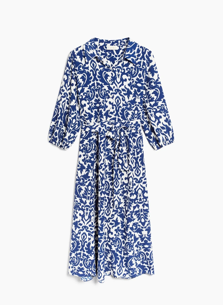 Robe midi à motif cachemire et ceinture