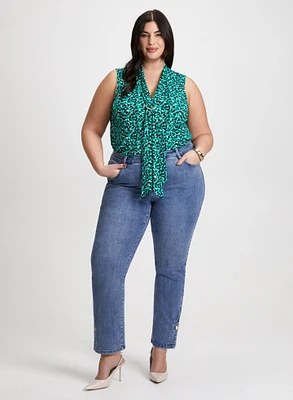 Sleeveless Top & Straight Leg Jeans