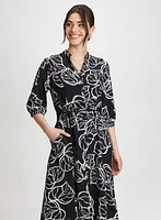 Palm Sketch Print Dress