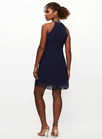 Cascading Ruffle Bead Neck Dress