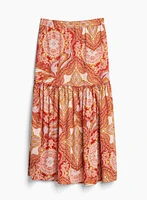 Paisley Print Midi Skirt