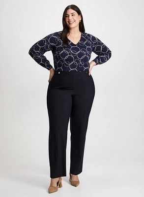 Haut à motif cercles et pantalon coupe Signature