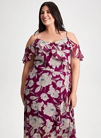 Floral Print Cold Shoulder Dress