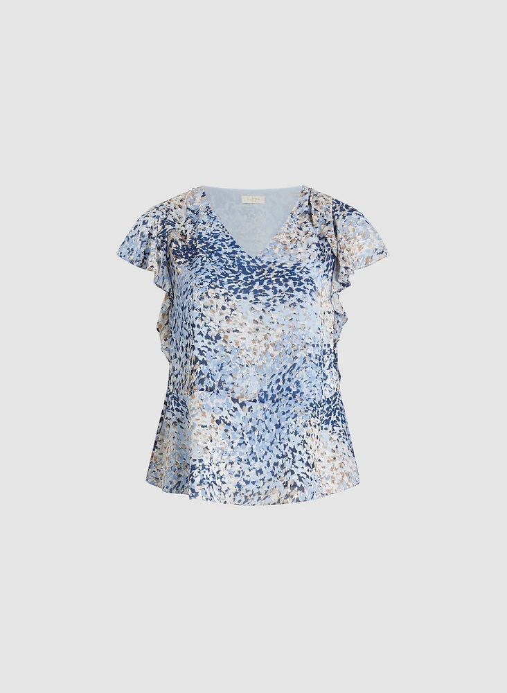 Printed Ruffle Detail Blouse