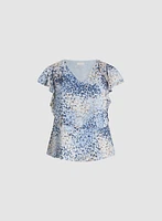 Printed Ruffle Detail Blouse